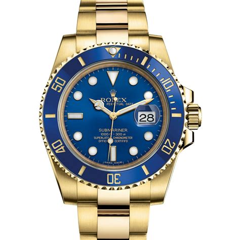 rolex submariner 18ct gold blue ceramic dile|Rolex Submariner date watch 18 ct.